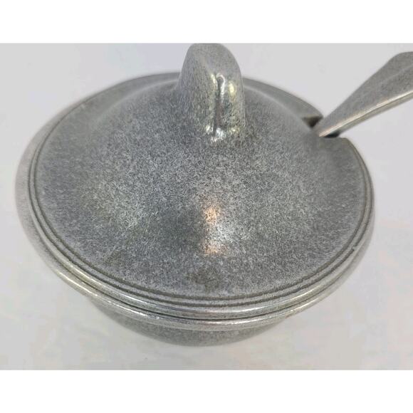 Vintage Carson Pewter Sugar/Sauce/Condiment Bowl with Lid & Spoon 1970s - Picture 5 of 12